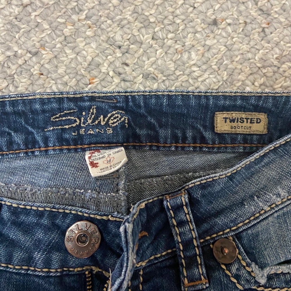 Silver Bootcut Ripped Jeans - Picture 5 of 7